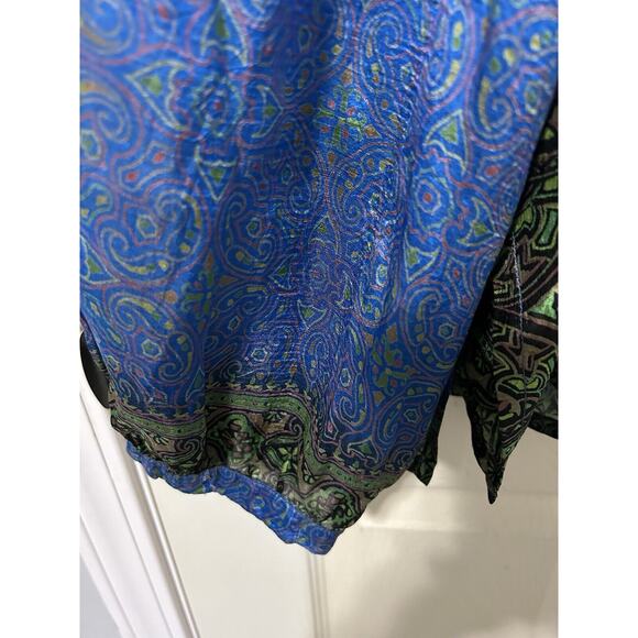 Matta Blouse Size X Large 100% Silk Beautiful Blue And Green - Picture 6 of 9